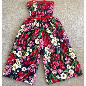 ANN TOBIAS Jumpsuit Floral Wide Leg Boning Bodice Retro Strapless